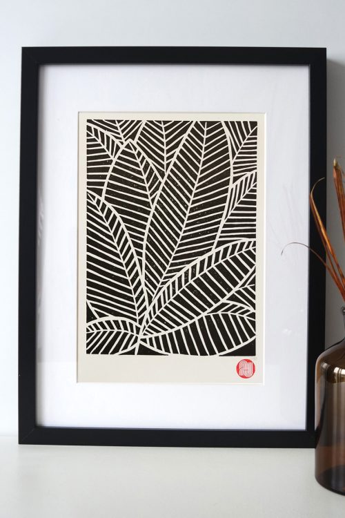 Linol Baskı – Floral Serisi Siyah & Beyaz