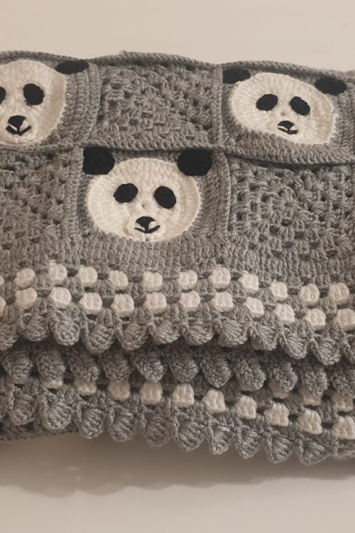 Panda Erkek Bebek Battaniyesi & Yastık Takımı